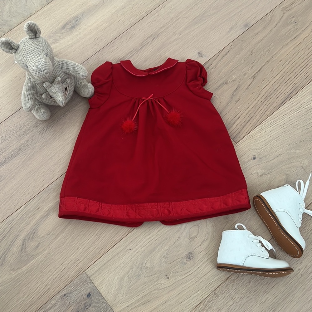 Baby Italian Red Velvet Dress Sz 6-9 months - New!